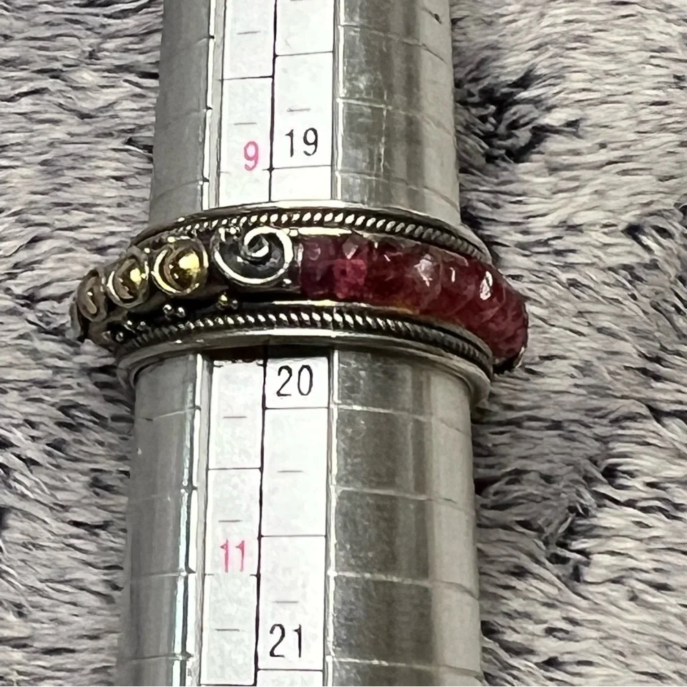 Vintage Indonesian Ring by Suarti with Pink Tourmaline 18k Gold Sterling Silver